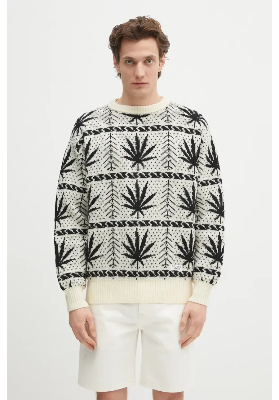 obrazek 1 Wacko Maria sweter wełniany Hightimes męski kolor beżowy ciepły HIGHTIMES-WM-KN05