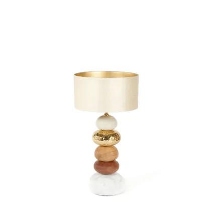 Picture Table lamp in marble, exotic wood and forged metal - Ginger & Jagger