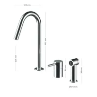 Picture A functional kitchen accessory in the form of a two-hole tap with a side spray