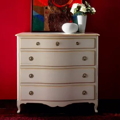 Zdjęcie Antyczna biała komoda z drewna litego