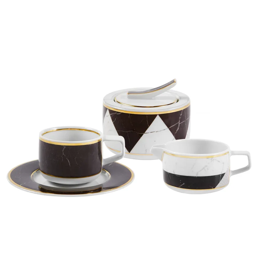 obrazek 1 Duży zestaw do kawy z porcelany z kolekcji Carrara inspirowanej marmurem z Carrary - Vista Alegre