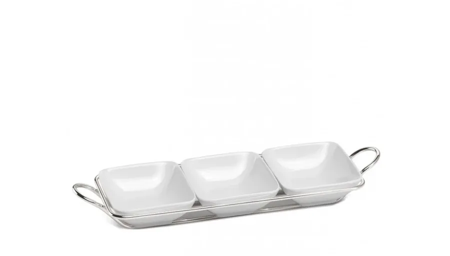obrazek 1 Miseczki z porcelany na przekąski ze srebrną podstawką