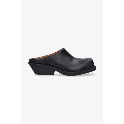 Zdjęcie Marni klapki skórzane Sabot damskie kolor czarny na platformie SBMS007640.P5088.00N99-CZARNY