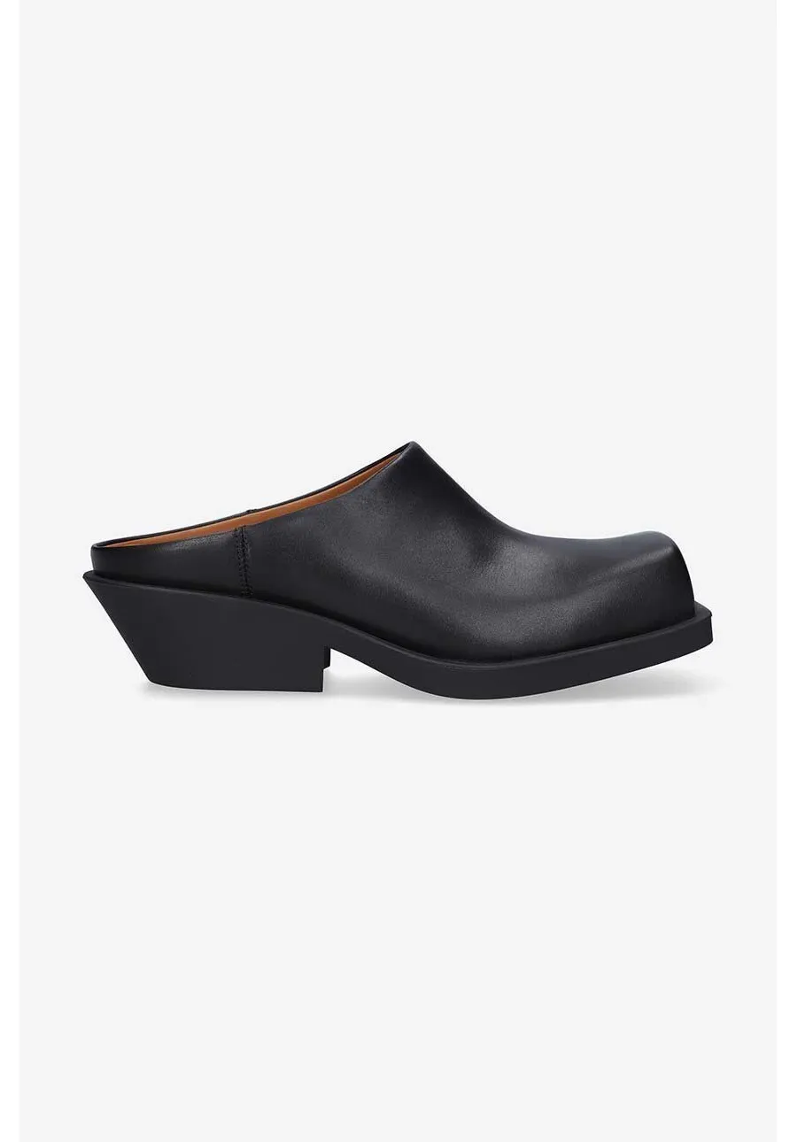 obrazek 1 Marni klapki skórzane Sabot damskie kolor czarny na platformie SBMS007640.P5088.00N99-CZARNY