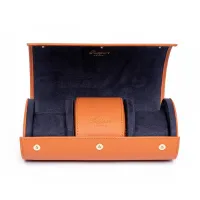 Picture Original leather case in the shape of a roller for three watches