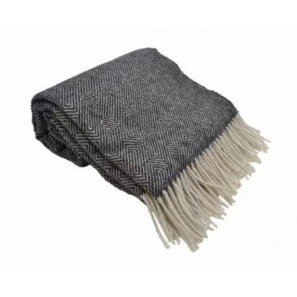 Zdjęcie Antracytowy koc, pled Venise z wełny merynosów