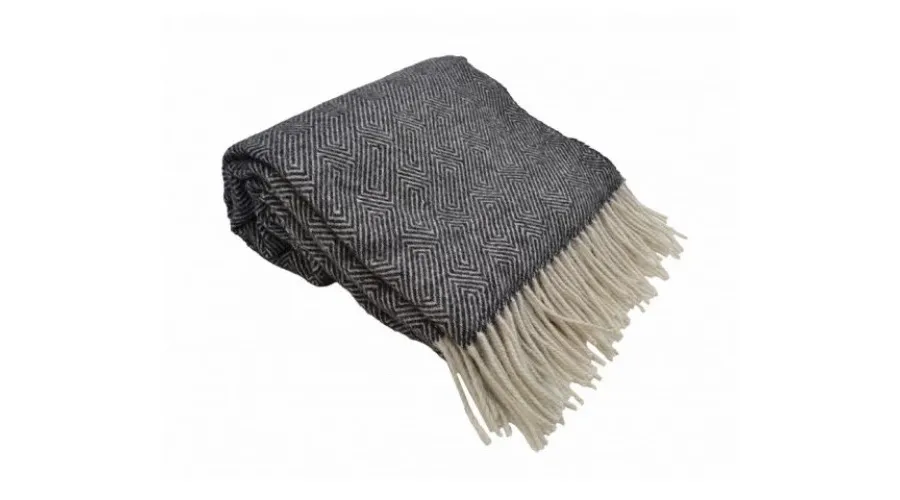 obrazek 1 Antracytowy koc, pled Venise z wełny merynosów