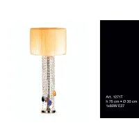 Picture Table lamp with a cylindrical lampshade and crystal pendants - Il Paralume Marina