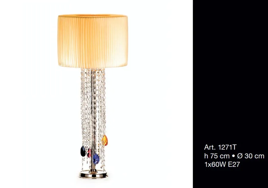 obrazek 1 Lampa stołowa z cylindrycznym kloszem i kryształowymi zawieszkami – Il Paralume Marina