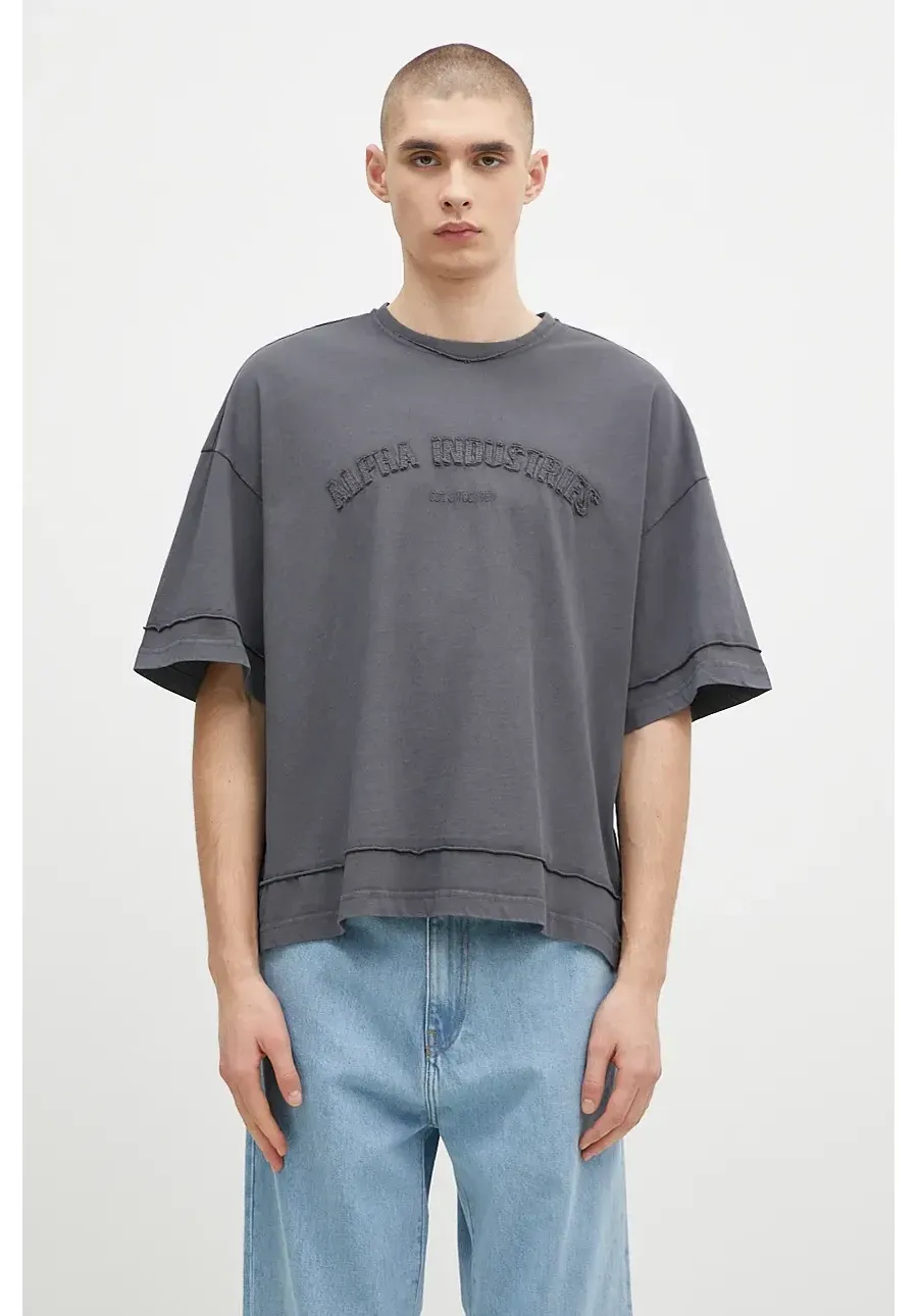 obrazek 1 Alpha Industries t-shirt bawełniany Open Edge męski kolor szary z aplikacją 148505