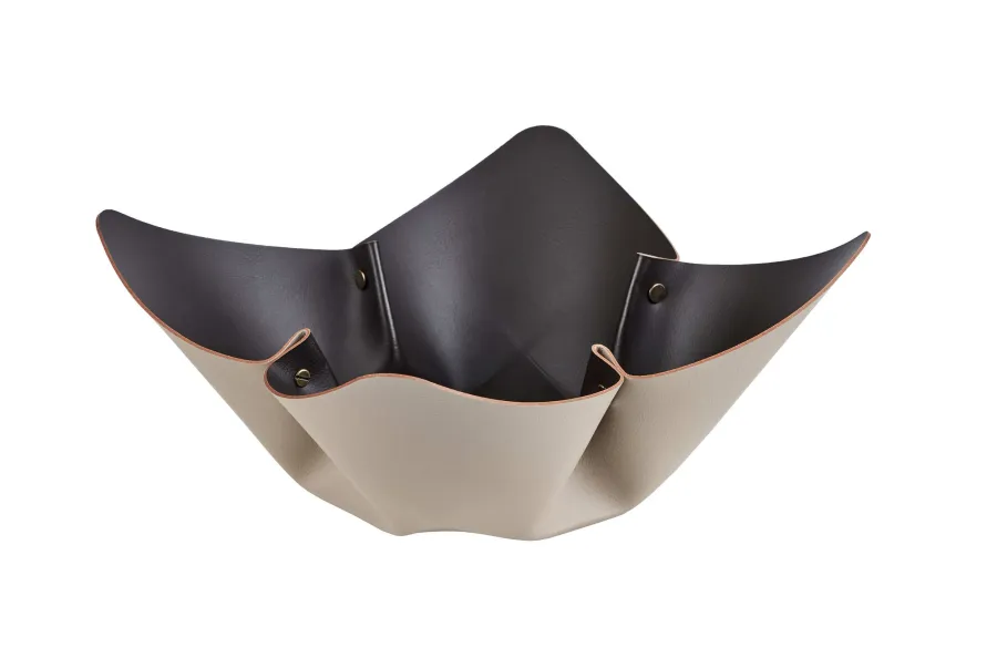 obrazek 1 Stylowa skórzana misa na owoce w kolorze cappuccino