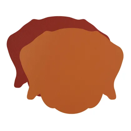 Zdjęcie Ekskluzywna skórzana podkładka stołowa - głowa psa 47x35 cm w kolorze koniakowym i bordowym