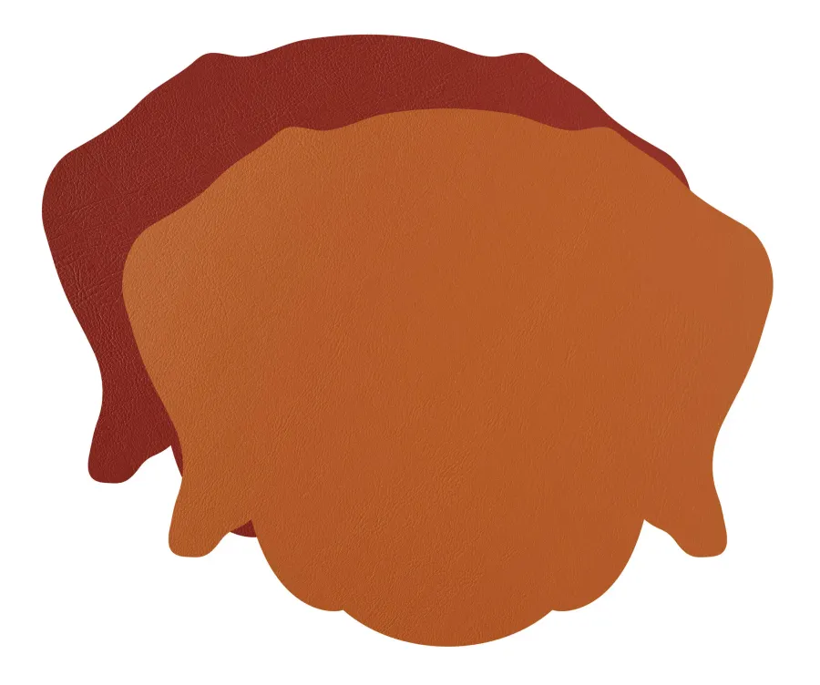 obrazek 1 Ekskluzywna skórzana podkładka stołowa - głowa psa 47x35 cm w kolorze koniakowym i bordowym