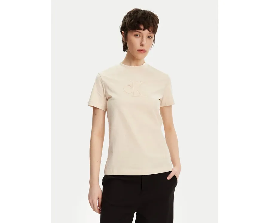 obrazek 1 Calvin Klein Jeans T-Shirt J20J225256 Beżowy Regular Fit