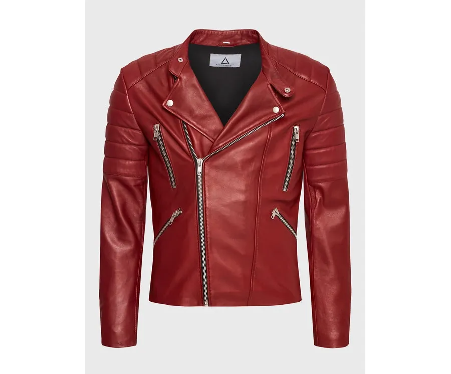 obrazek 1 Serge Pariente Kurtka skórzana Gladiator Czerwony Regular Fit