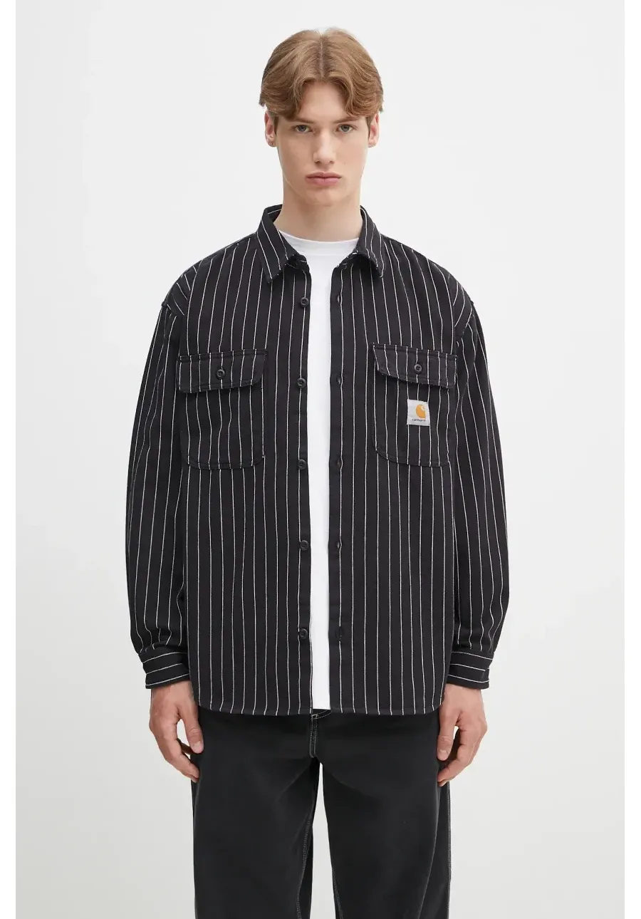 obrazek 1 Carhartt WIP kurtka bawełniana Hendry Shirt Jac kolor czarny przejściowa I034827.2MB02