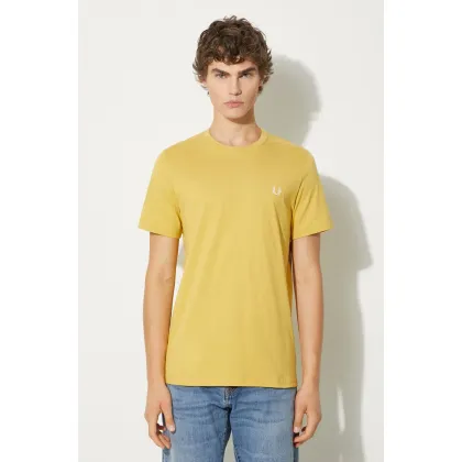 Zdjęcie Fred Perry t-shirt bawełniany Crew Neck T-Shirt męski kolor żółty gładki M1600.W48