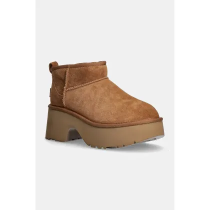 Zdjęcie UGG śniegowce zamszowe Classic Ultra Mini New Heights damskie kolor brązowy 1158311-CHE
