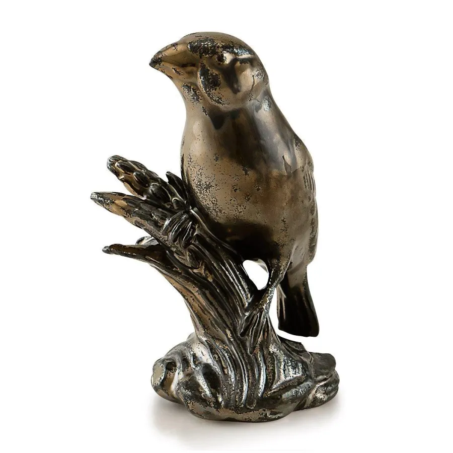 picture 1 Ceramic stump bird in oxidized bronze finish - Ahura