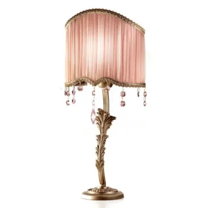 Picture Small table lamp with an open shade and pink crystal pendants – Il Paralume Marina