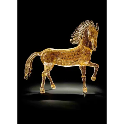 Zdjęcie Gustowna rzeźba kłusującego konia ze szkła Murano rozmiar M