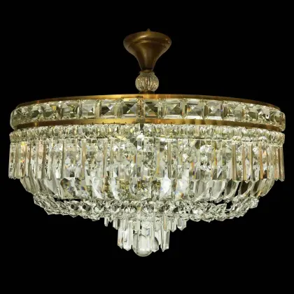 Zdjęcie Ośmiostrumieniowa kryształowa owalna lampa sufitowa - vintage