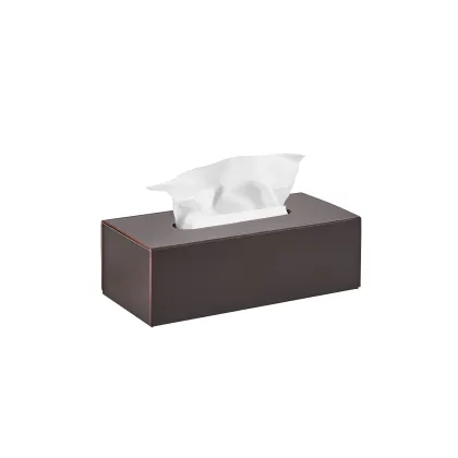 Zdjęcie Stylowe skórzane pudełko na chusteczki 25x12xH8 cm w kolorze czekoladowym
