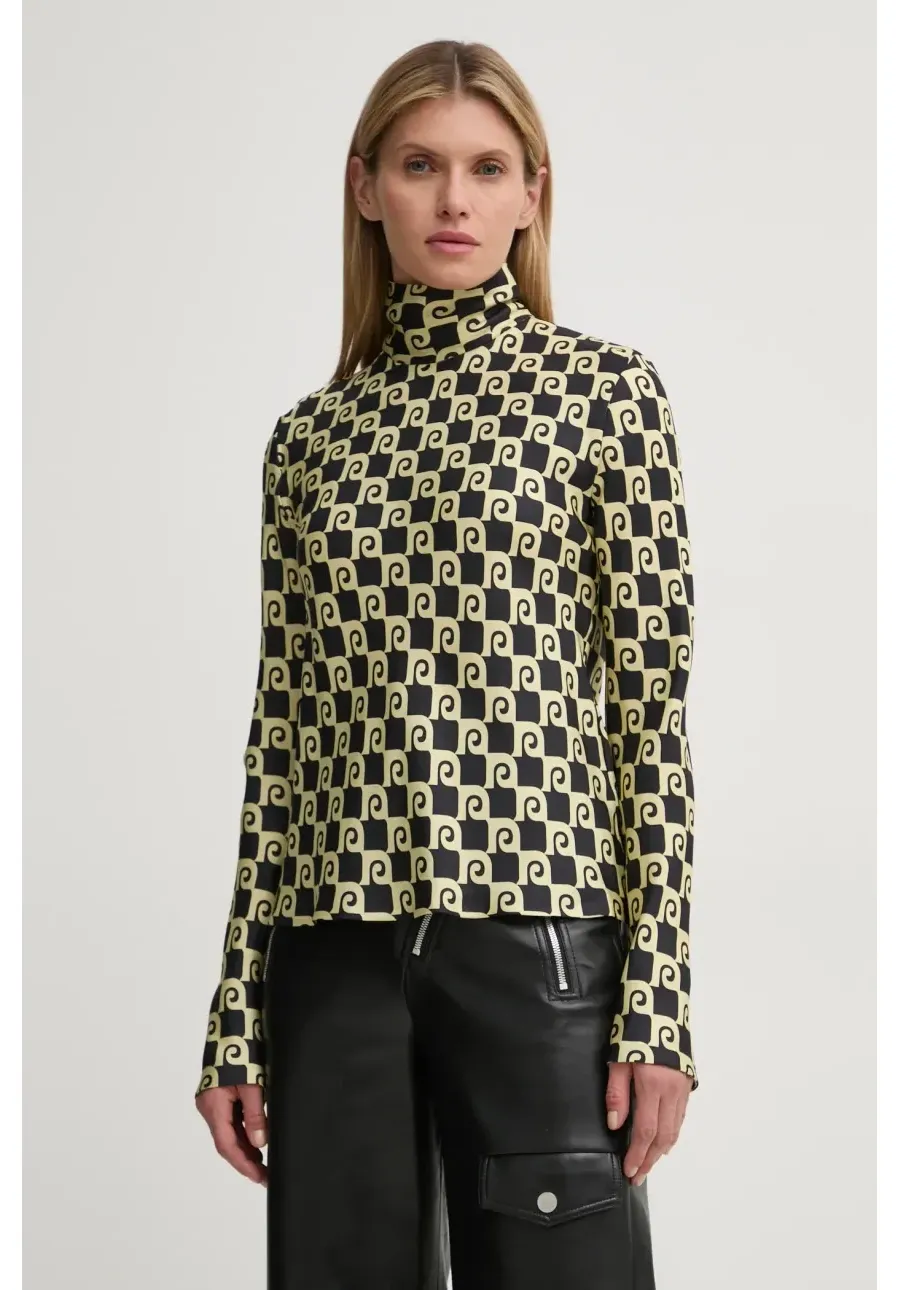obrazek 1 Nanushka bluzka jedwabna MIKELA kolor czarny wzorzysta NW24FWTP40600