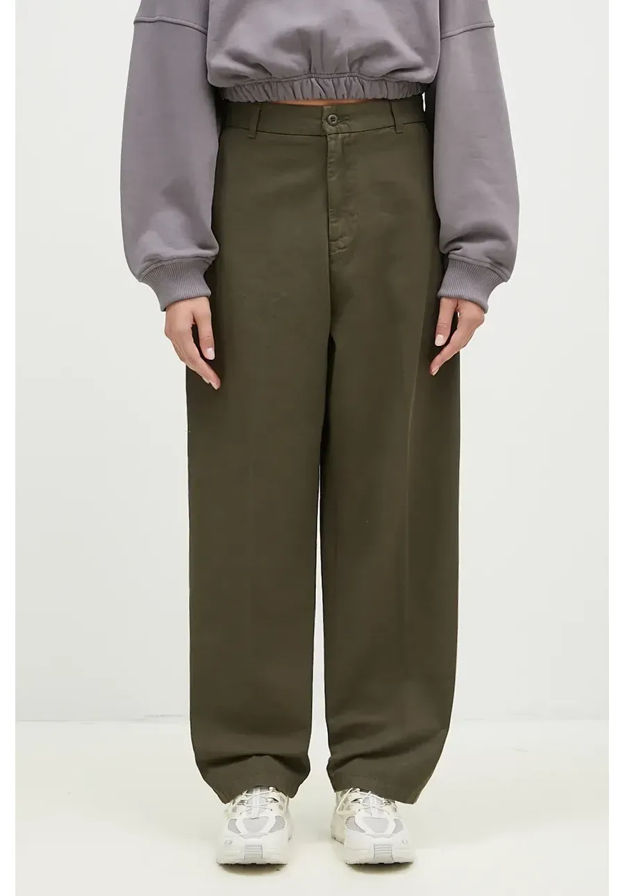 obrazek 1 Carhartt WIP spodnie bawełniane Brady Pant kolor zielony szerokie high waist I033770.666GT