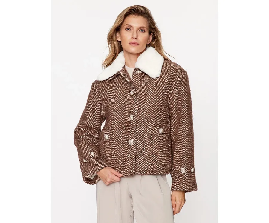obrazek 1 Custommade Płaszcz wełniany Herta 999511880 Brązowy Regular Fit