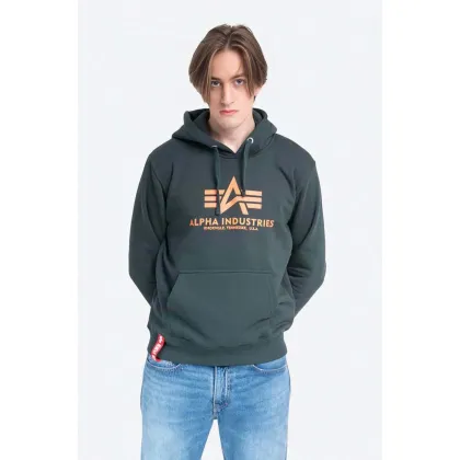 Zdjęcie Alpha Industries bluza Basic Hoody męska kolor zielony z kapturem z nadrukiem 178312.353