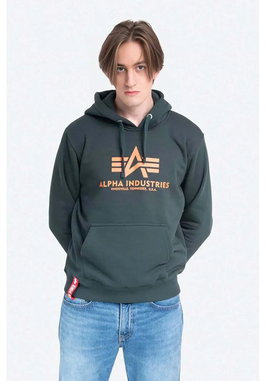 obrazek 1 Alpha Industries bluza Basic Hoody męska kolor zielony z kapturem z nadrukiem 178312.353