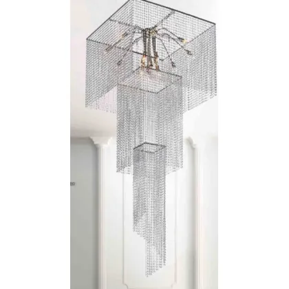 Zdjęcie Żyrandol w formie kwadratowej kaskady z kryształowymi elementami Swarovski - Il Paralume Marina