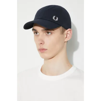 Zdjęcie Fred Perry czapka z daszkiem bawełniana Pique Classic Cap kolor granatowy z aplikacją HW6726.267