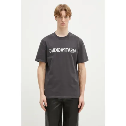 Zdjęcie Helmut Lang t-shirt bawełniany Meatpacking T.Mal Lt męski kolor szary z nadrukiem O10HM514
