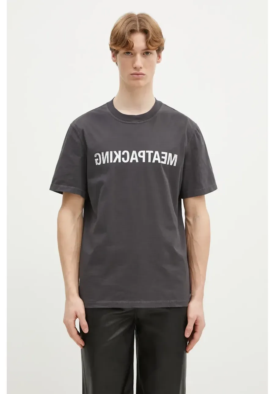 obrazek 1 Helmut Lang t-shirt bawełniany Meatpacking T.Mal Lt męski kolor szary z nadrukiem O10HM514