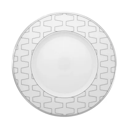 Zdjęcie Talerz deserowy z porcelany Trasso z geometrycznymi liniami w kolorze platyny - Vista Alegre