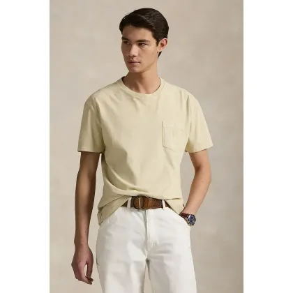 Zdjęcie Polo Ralph Lauren t-shirt bawełniany Tee męski kolor beżowy gładki 710969628