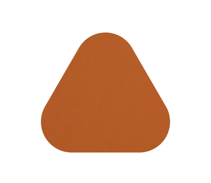 obrazek 2 Trójkątna skórzana podkładka pod szklankę w kolorze bursztynowym i bordowym