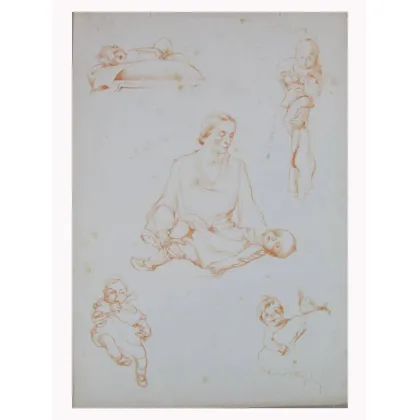 Zdjęcie Litografia Mariny Battaglia przedstawiająca badania matek i dzieci