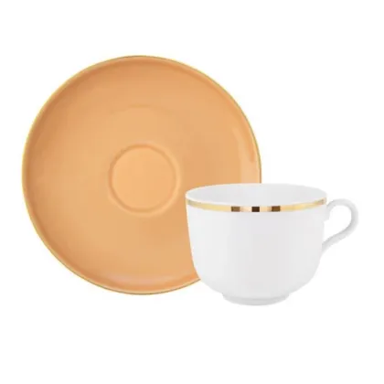 Zdjęcie Wysokiej jakości porcelanowa filiżanka ze spodkiem Apricot do herbaty