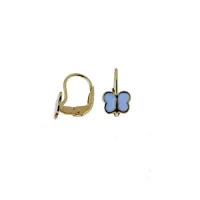 Picture Italian earrings with a white enameled butterfly and hook