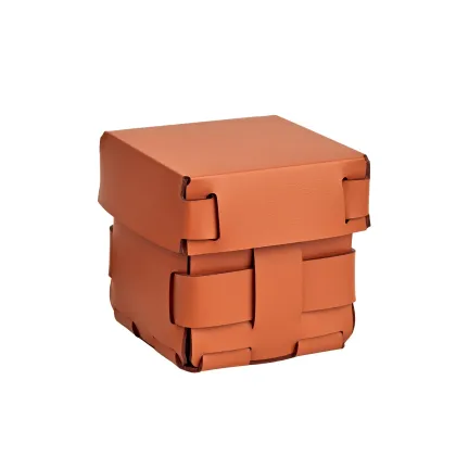 Zdjęcie Oryginalny koszyk Bottega 12x12xH13 cm w kolorze bursztynowym