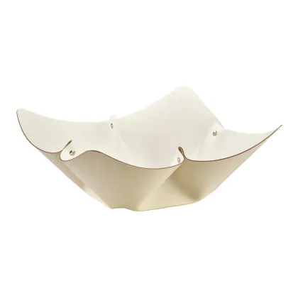 Zdjęcie Kremowa misa na owoce Ø45 cm wykonana z naturalnej skóry