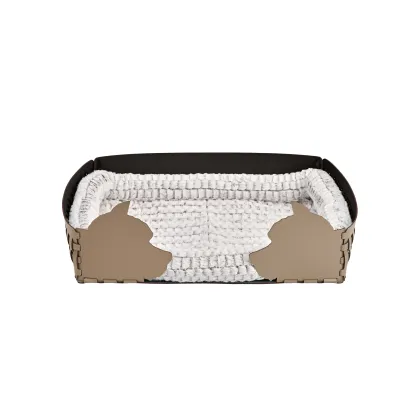 Zdjęcie Duże skórzane legowisko dla psa 60x42xH15 cm w kolorze cappuccino