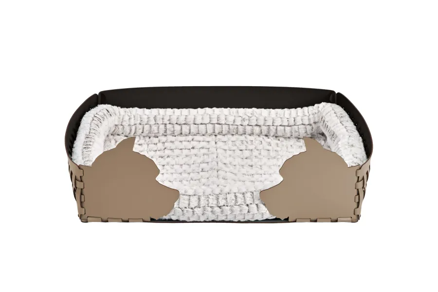 obrazek 1 Duże skórzane legowisko dla psa 60x42xH15 cm w kolorze cappuccino