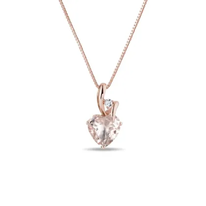 Zdjęcie Naszyjnik z różowego złota z morganitem w kształcie serca i diamentem KLENOTA