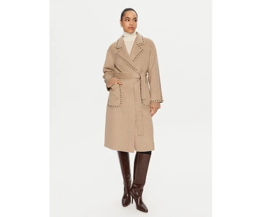 obrazek 1 ViCOLO Płaszcz wełniany TS0032 Beżowy Regular Fit