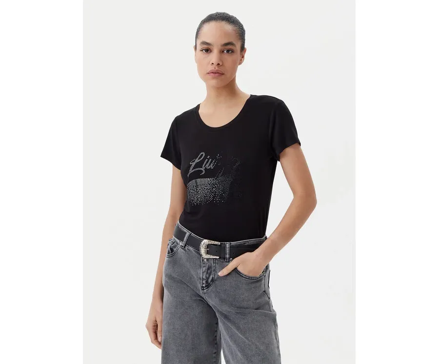 obrazek 1 Liu Jo Beachwear T-Shirt VA5157 JS360 Czarny Regular Fit