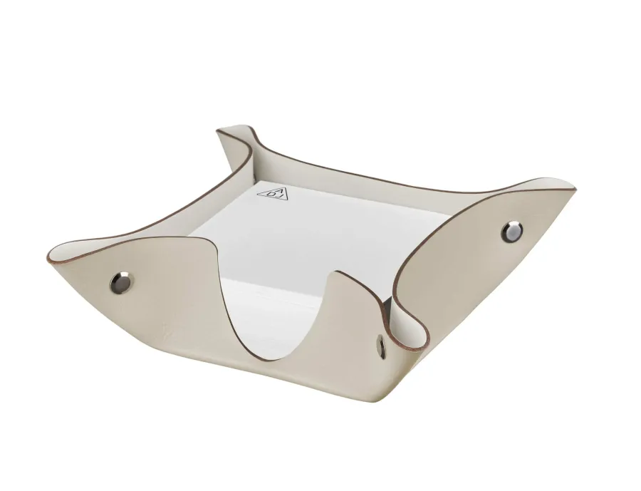 obrazek 2 Skórzany pojemnik na bloczek papieru w kolorze kremowym